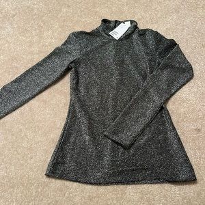 Metallic top with mock neck